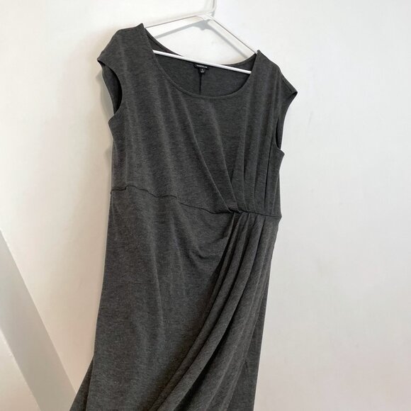 TORRID 1 Plus Size Shirred Tulip Midi Dress Charcoal Gray Short Sleeve Sheath 1X - Picture 7 of 16